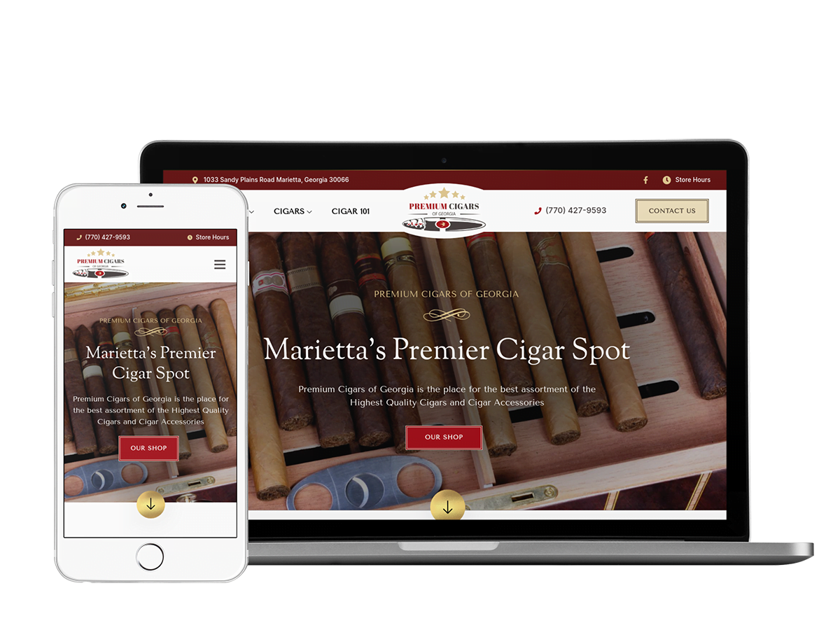 Marietta's premium cigar shop website offering premium cigars in Georgia.