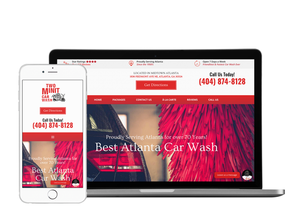 Car wash website design for Two Minit Car Wash.