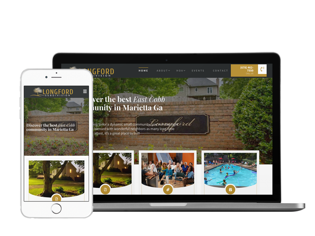 A website design displayed on a mobile phone and tablet in Longford subdivision.
