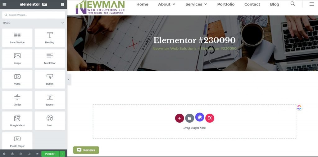 build a page with elementor