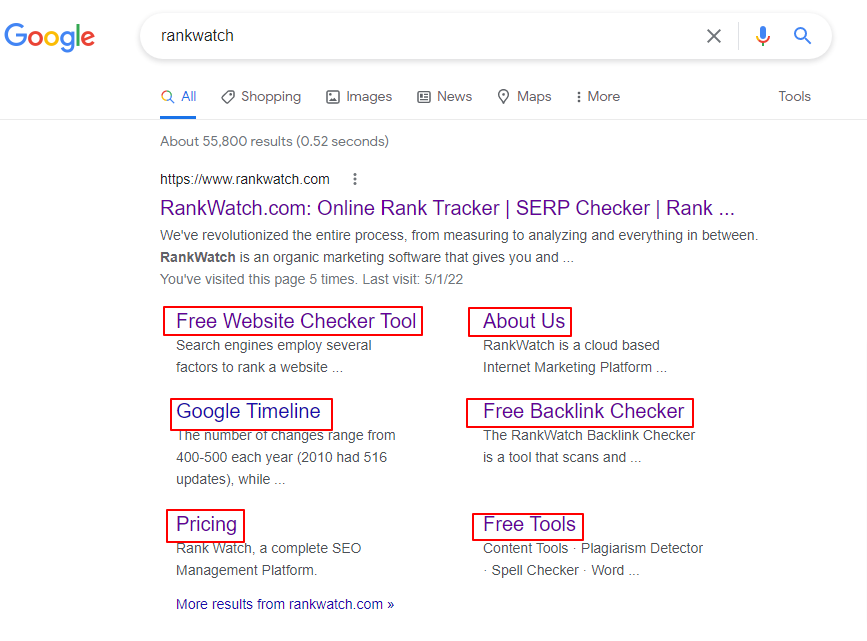 14 Types Of Search Results You Can Optimize For 12 sitelinks snippet