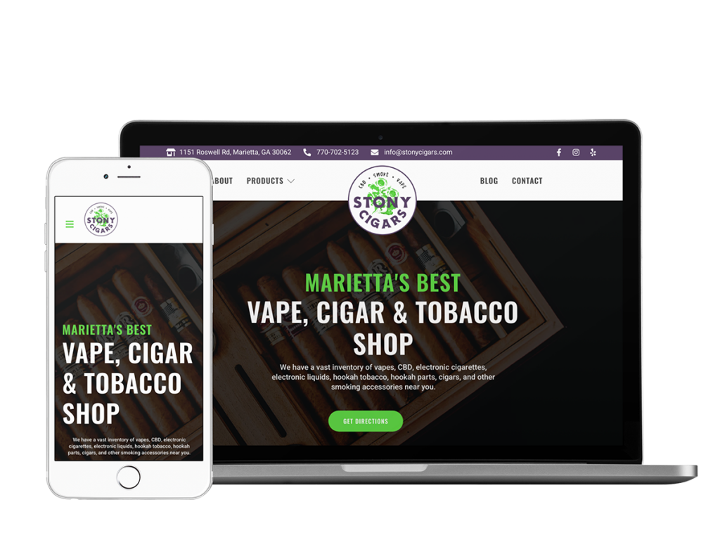 Stony Cigars Vape Shop Website Redesign 2