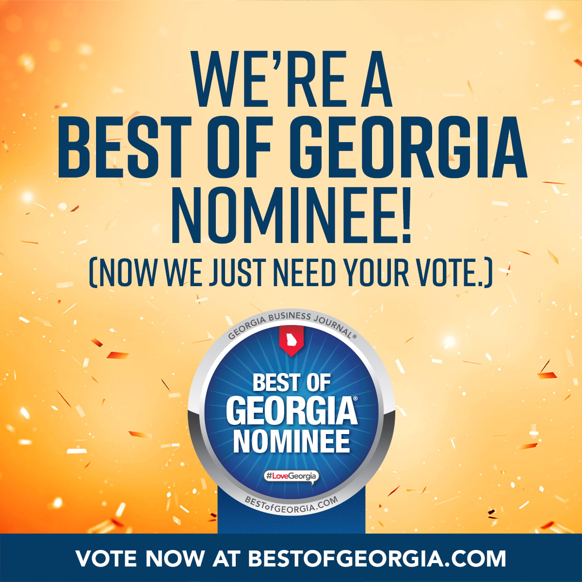 We're a best of georgia nominee badge - vote for us!