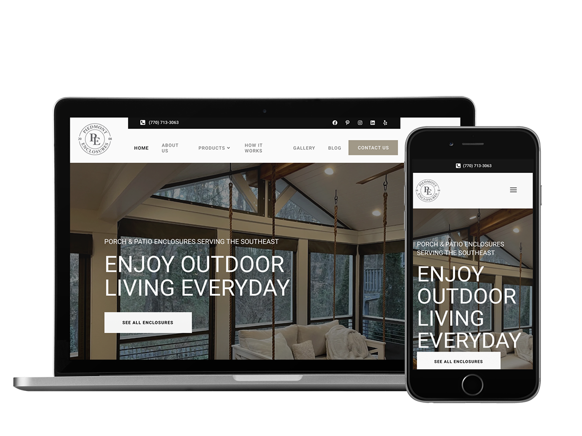 Website design Mockup for Piedmont Enclosures
