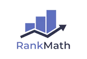 Rank math logo on a white background for wordpress services.