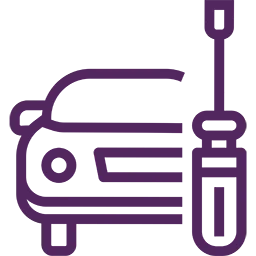 A purple logo representing industries on a black background.