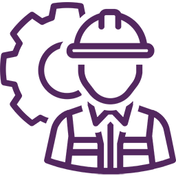 A purple logo representing industries with a black background.