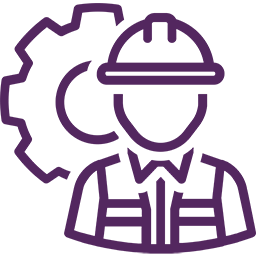 A purple logo representing industries with a black background.