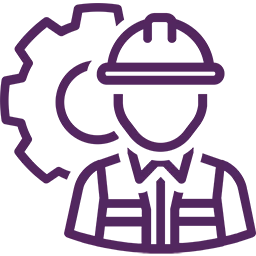 A purple logo representing industries with a black background.