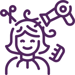 A purple logo representing industries with a black background.