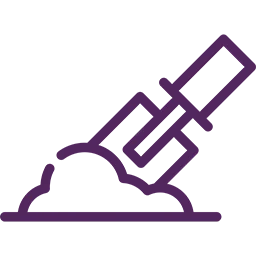 A purple logo with an arrow in the middle that represents industries.