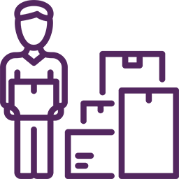 A logo for purple industries with a purple background.