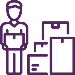 A logo for purple industries with a purple background.