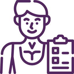 A purple logo representing industries.