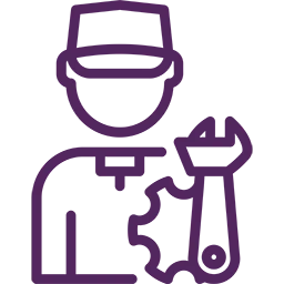 A logo for industries with a purple background.