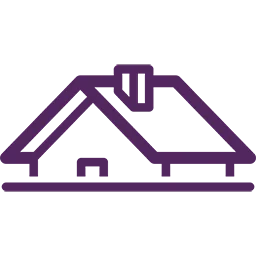 A logo for the industries sector featuring a house on a purple background.
