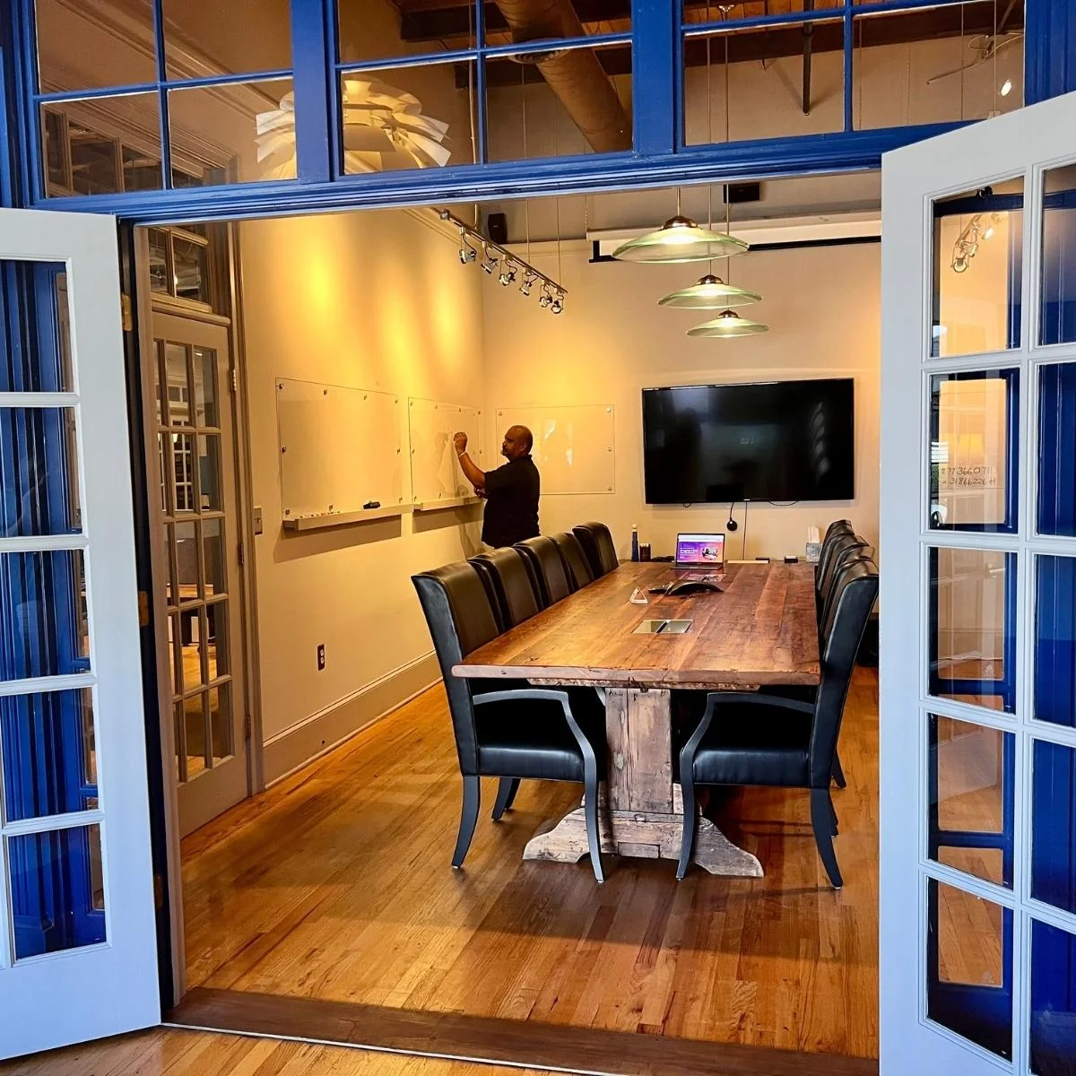 Sales Funnel Marketing 1 A conference room with wooden chairs for sales funnel marketing discussions.