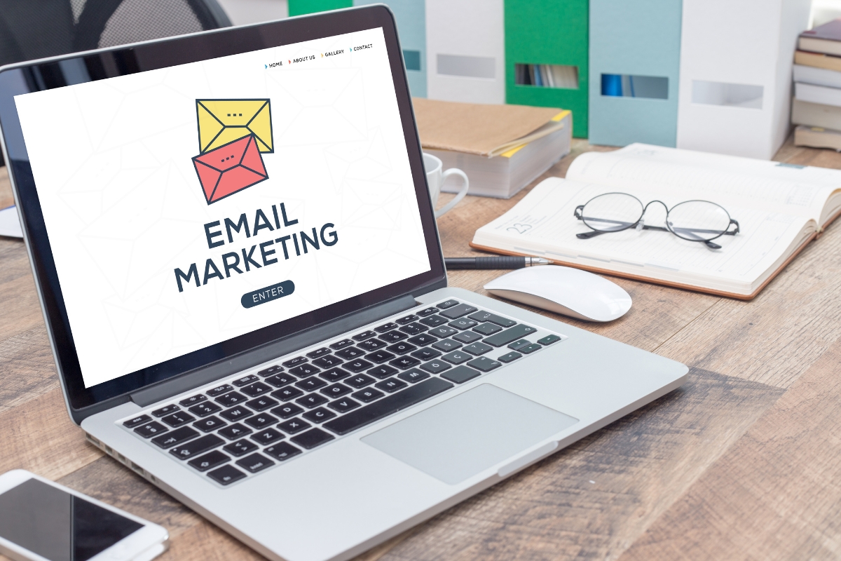 Mailchimp Email Marketing: Mastering the Art of Successful Campaigns 4 A laptop with Mailchimp email marketing on it sitting on a desk.