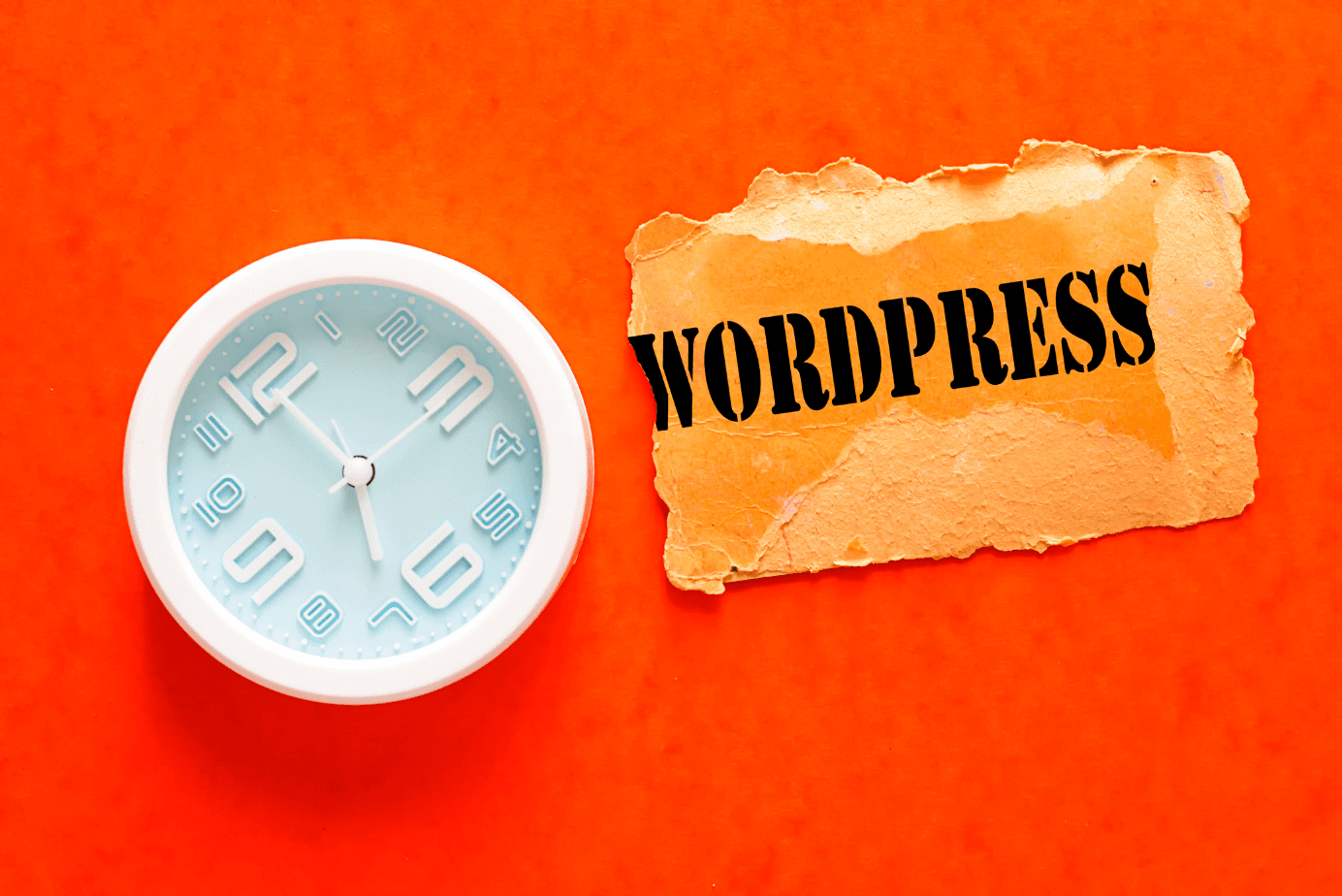 A clock next to a piece of paper with the words wordpress pages.