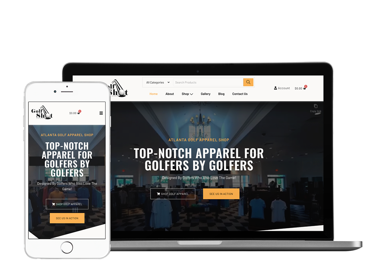 Screenshot of GolfShot Apparel website redesign