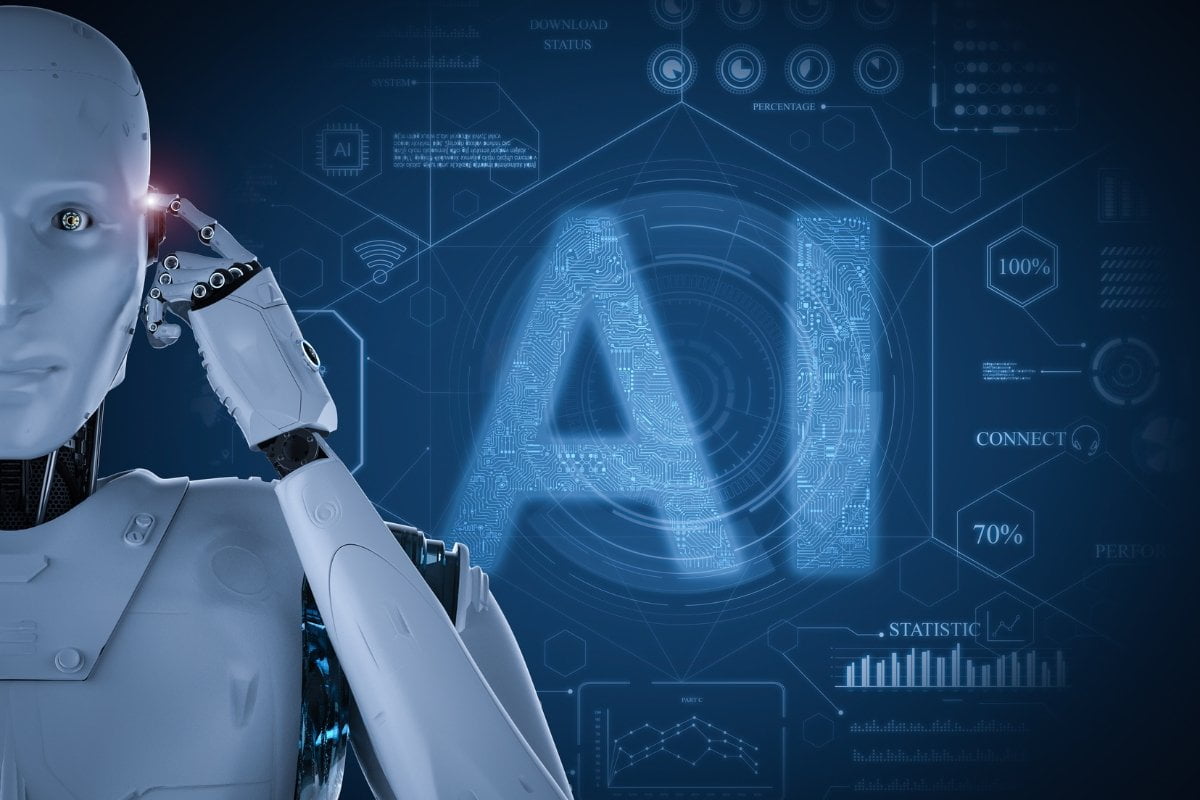 An AI-powered robot with the word "ai" in front of it.