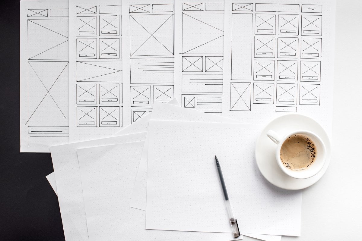 A paper prototype on a coffee table.