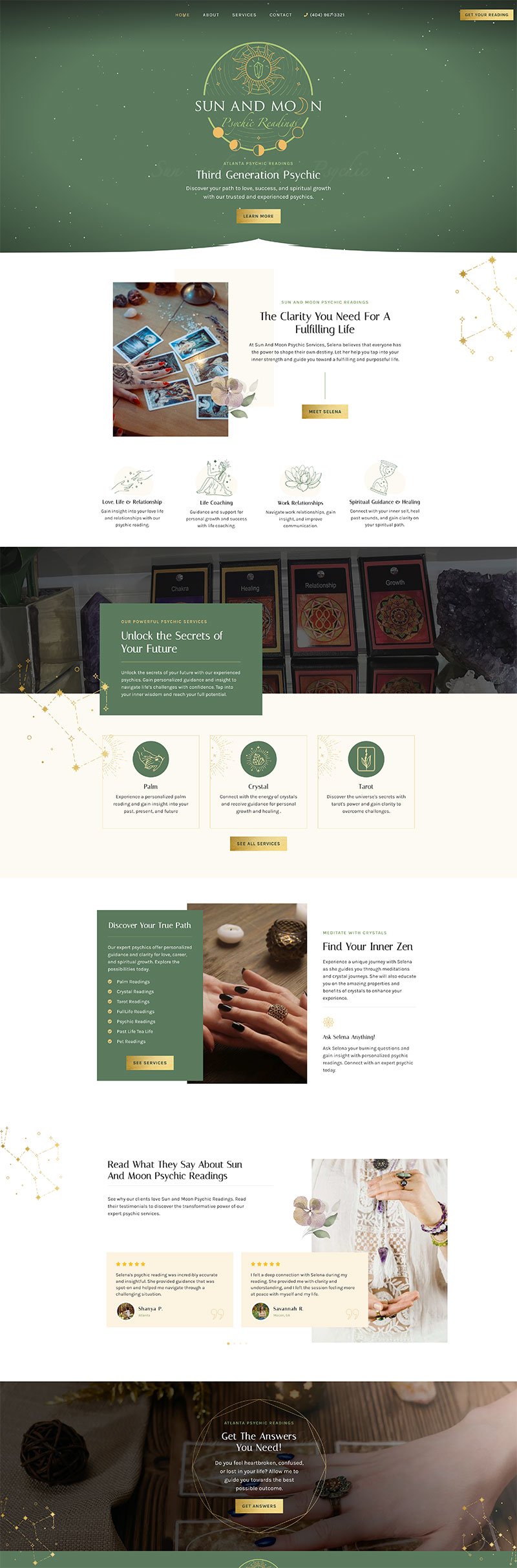screencapture sunandmoonpsychic website after