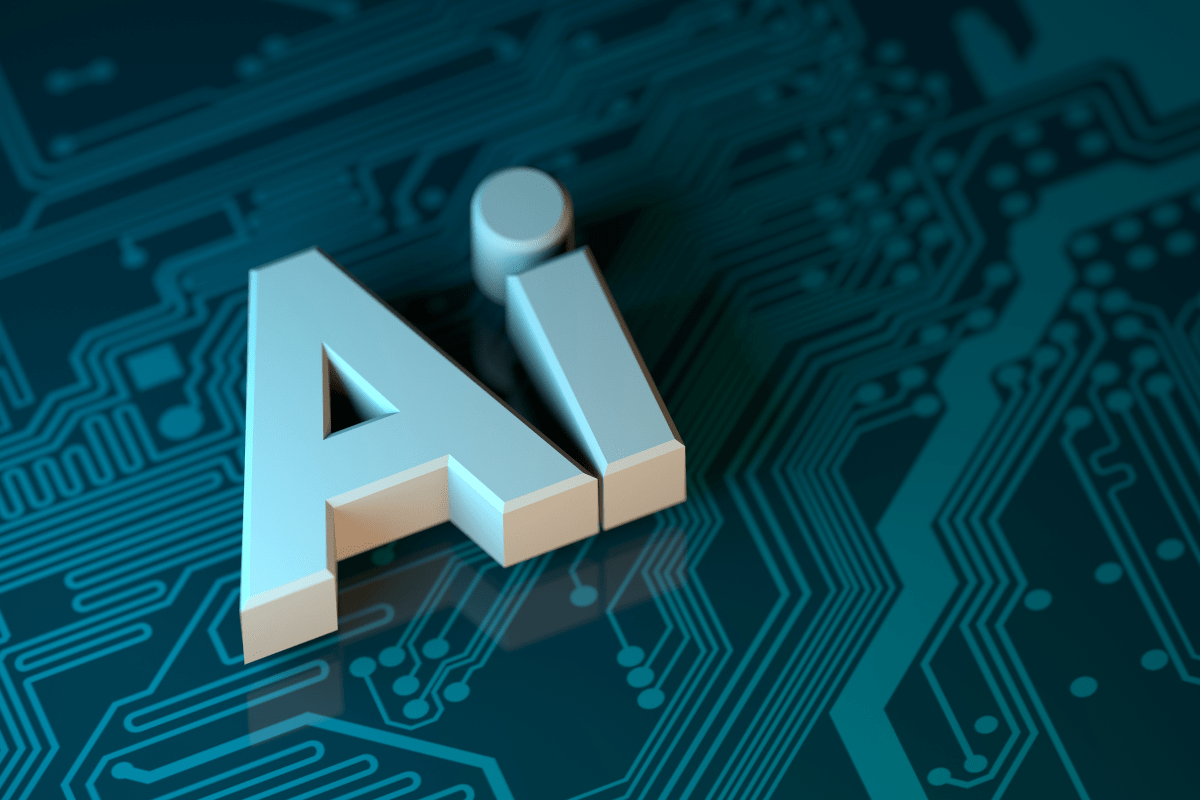 The word Ai on a circuit board.