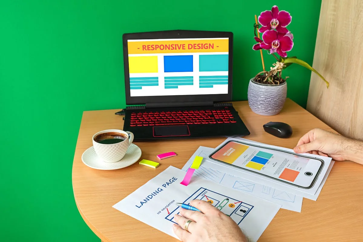 Landing Page Conversions: The Ultimate Guide to Skyrocket Your Sales 5 A man is sitting at a desk with a laptop, focused on maximizing landing page conversions.