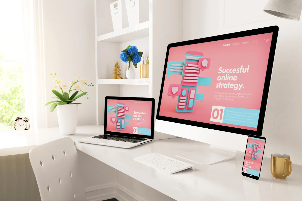 What Are WordPress Themes And How They Transform Websites 4 A desktop monitor, a laptop and a cellphone, showcasing different devices for productivity and multitasking.