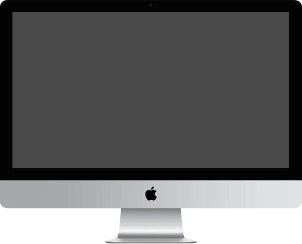 A digital marketing agency's Apple iMac monitor on a black background.