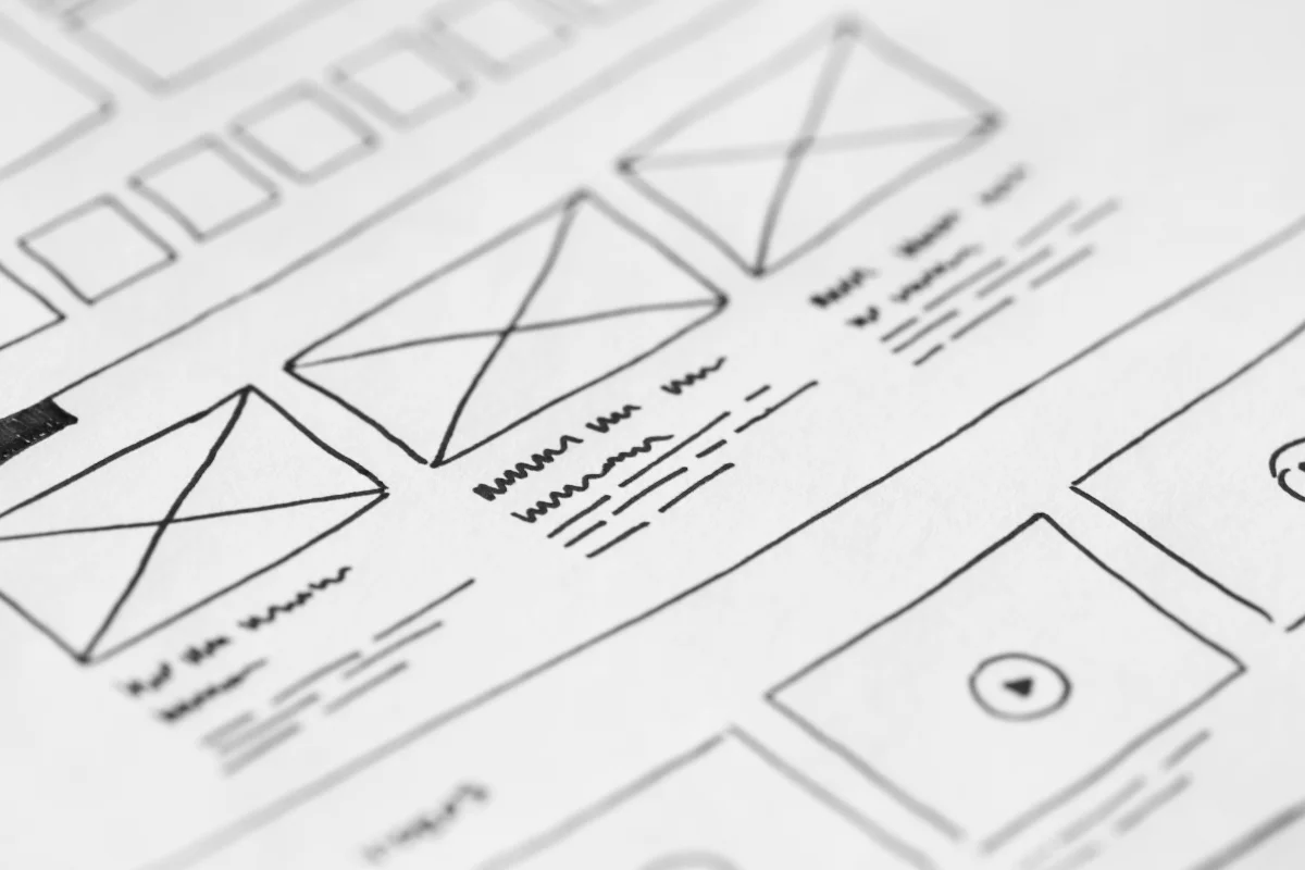 How to Create Wireframes: A Beginner's Guide for Stunning Designs 2 A close-up of a wireframe sketch demonstrating how to create wireframes for website layout design.