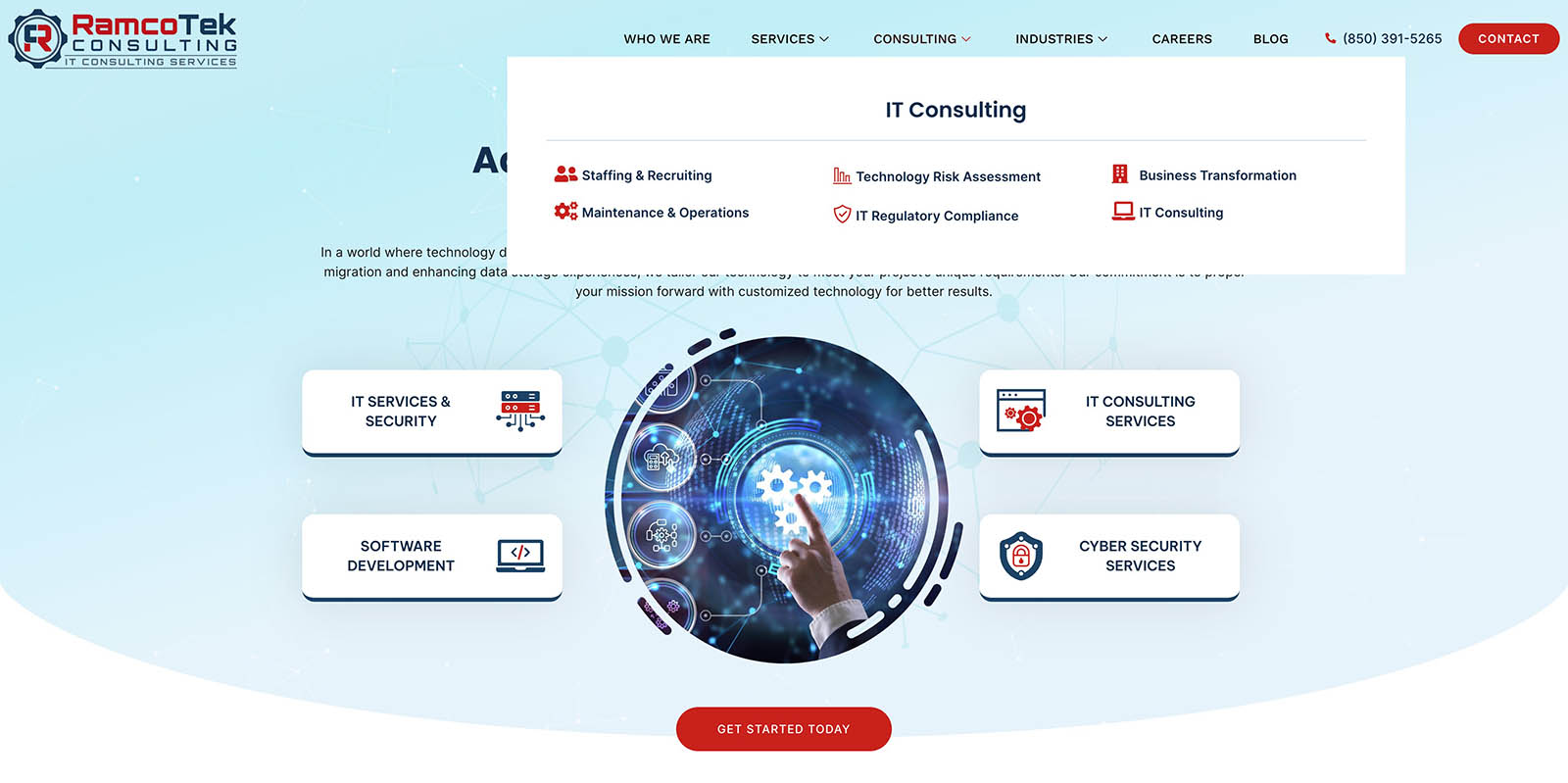 RamcoTek Consulting 2 A screenshot of RamcoTek Consulting mega menu.