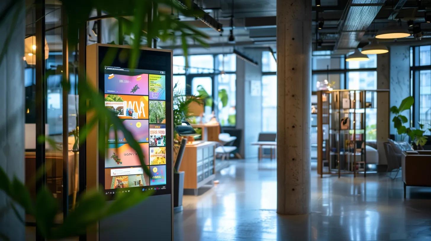 Engaging Instagram Stories: Best Practices for Captivating Content 7 a dynamic office setting showcases a sleek digital screen displaying vibrant instagram stories filled with shoppable stickers and captivating ctas, illustrating the innovative ways businesses can convert viewers into customers.