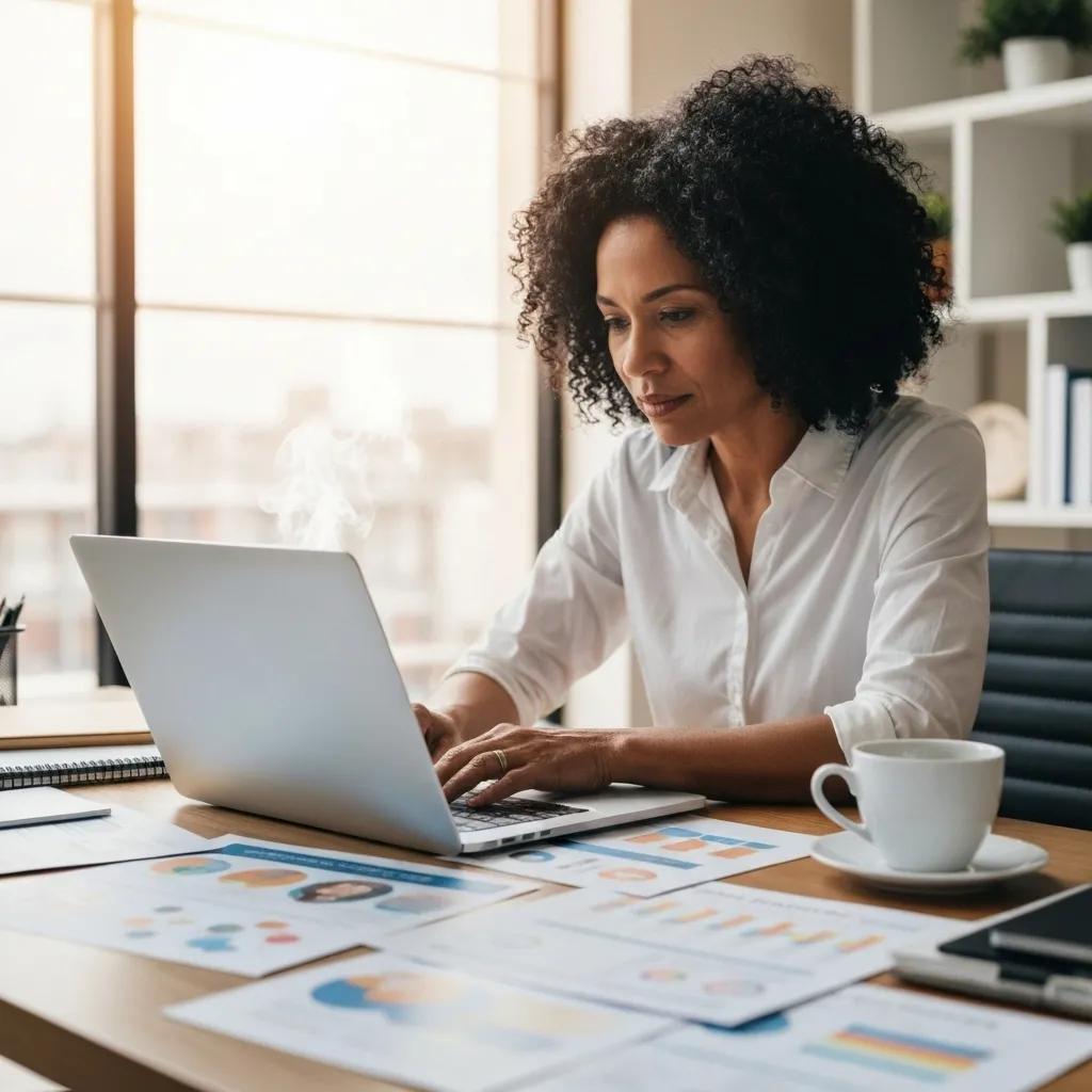 Small business owner analyzing customer data for dynamic remarketing strategies